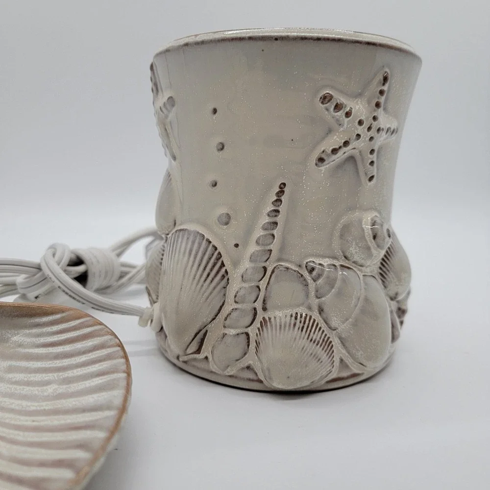 Coastal Seashells Wax Warmer Nautical Ceramic Candle Warmer Starfish Decor